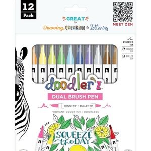 ZEBRA Doodlerz Dual Brush Pen Set 12 pack